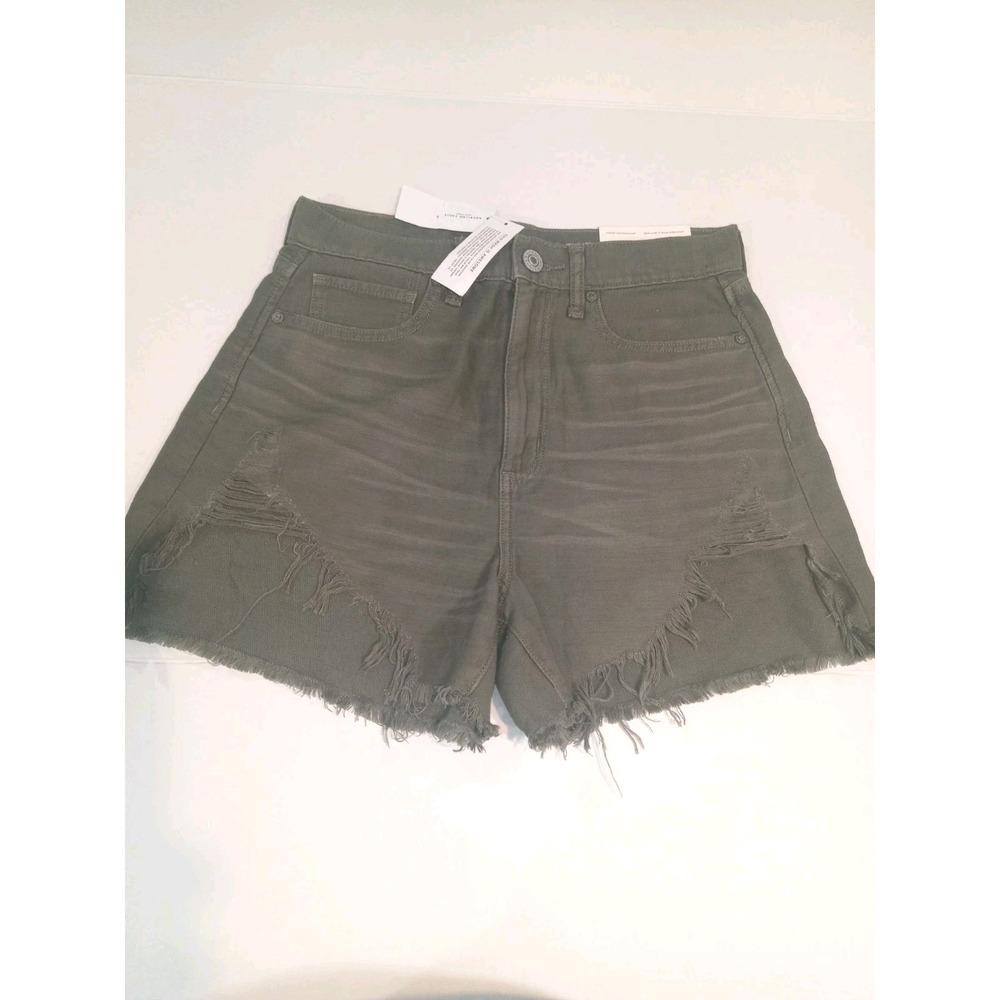American Eagle Shorts Womens Size 4 Green Highest Rise Mom 100% Cotton Distress